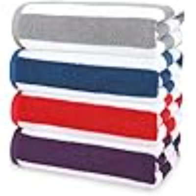 Serviette de plage surdimensionnée en coton - Grande serviette de piscine 70 x 35 pouces, serviette de bain à rayures à séchage rapide