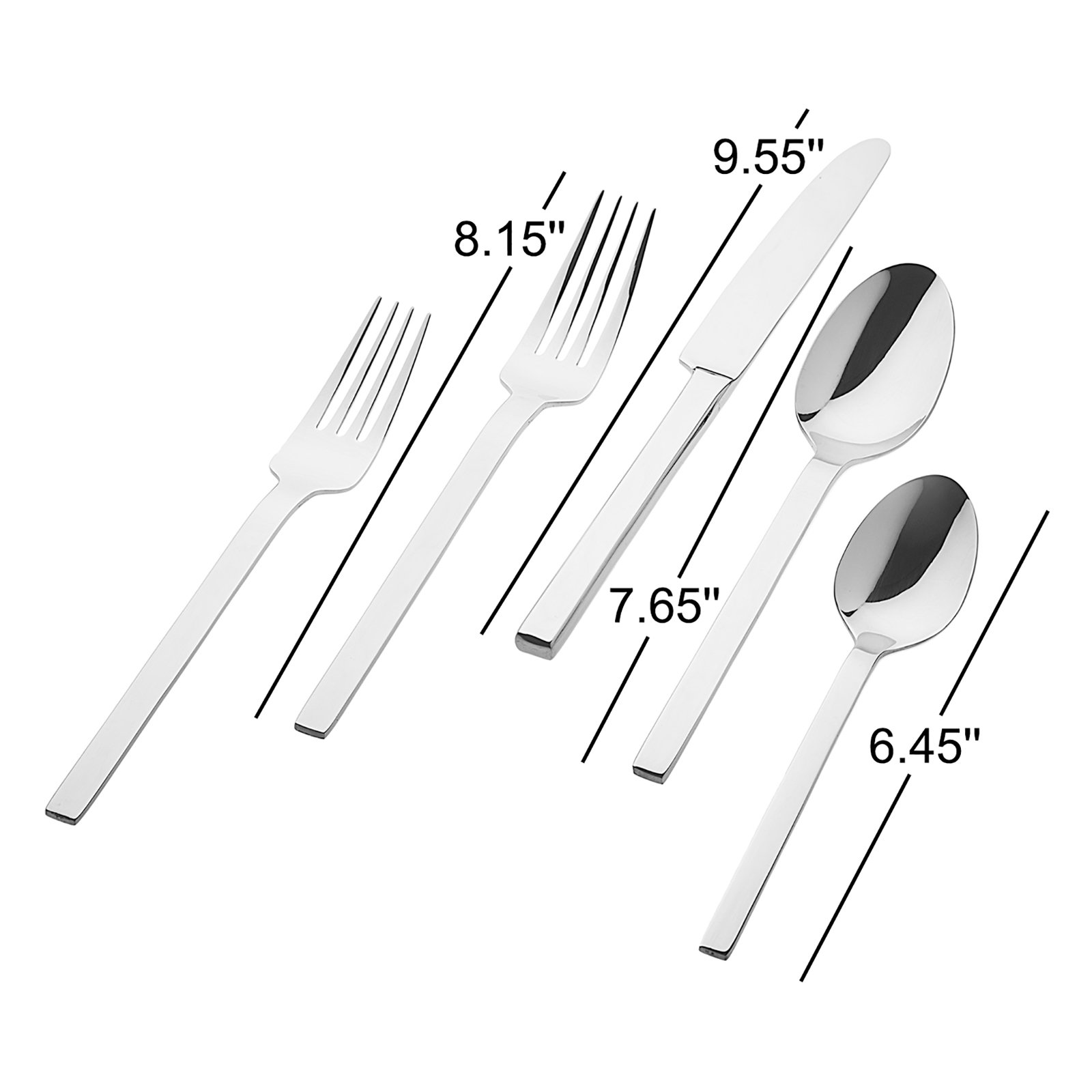 Atlas Mirror 20 Piece 18/0 Stainless Steel Flatware Set, Service for 4, Black