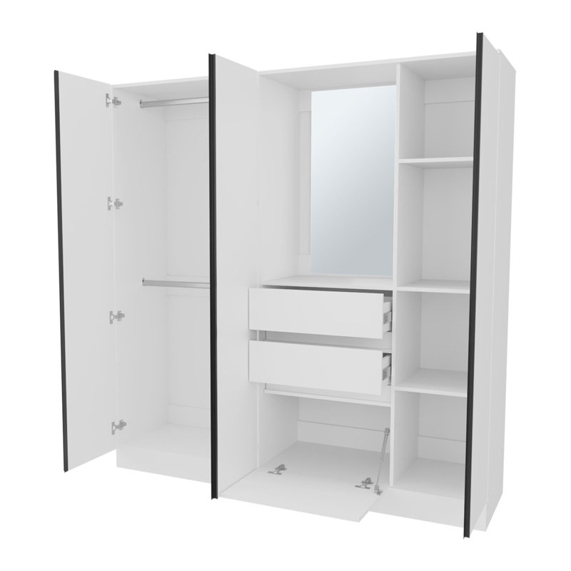 Organisateur de garde-robe avec miroir et compartiments de rangement