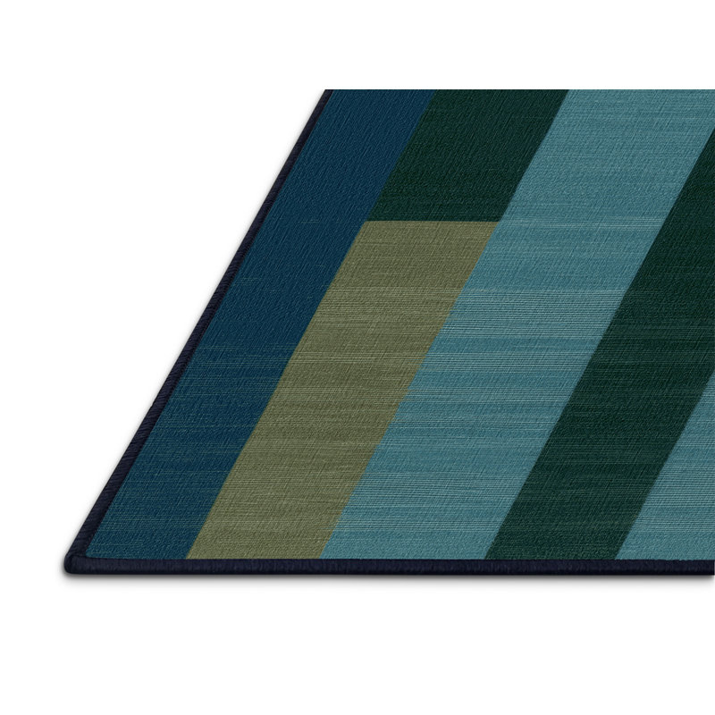 Tapis bleu à carreaux lavable à la machine, Carré 4 pi