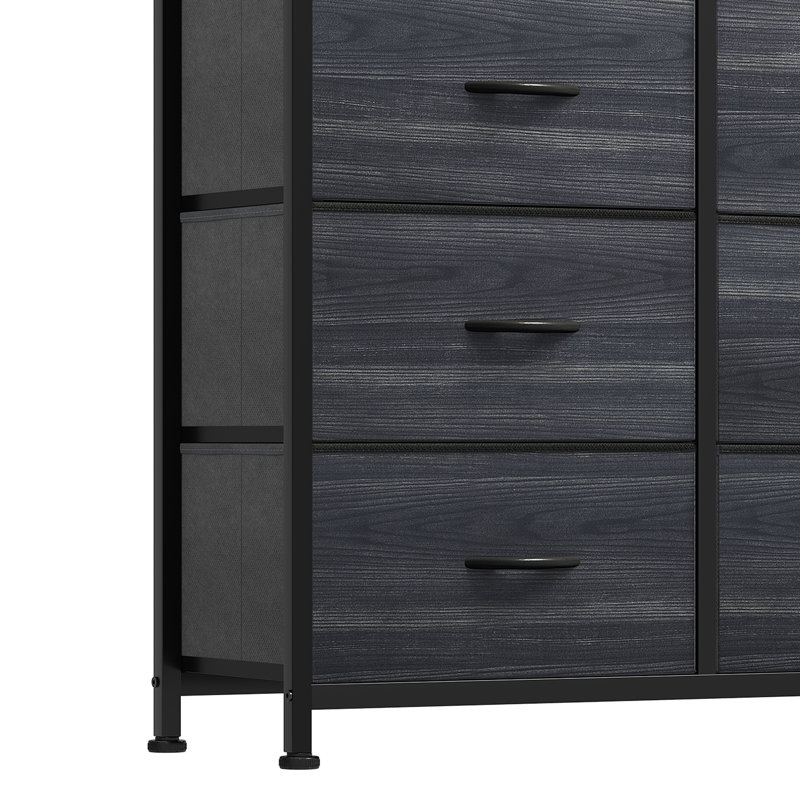 Commode double 8 tiroirs 8 tiroirs, Noir / gris