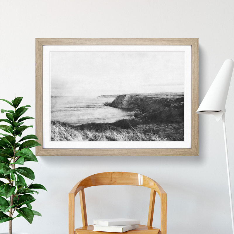 Port Mulgrave In North Yorkshire - Single Picture Frame Painting on MDF, Oak Framed, 62cm H x 87cm W x 2cm D