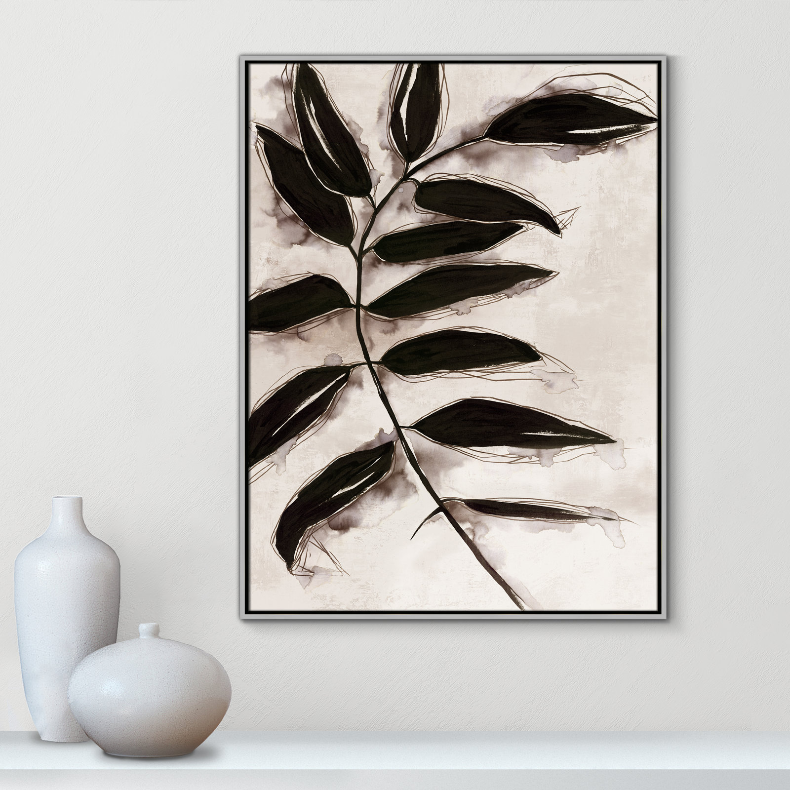 Leaves "Leaves II" Print, 41.5" H x 31.5" W x 2" D, Silver Framed