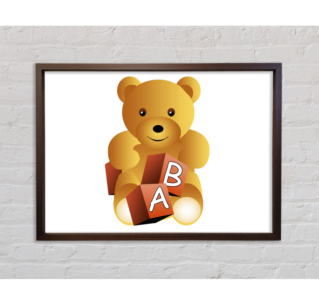 Teddybär Alphabet Blöcke Weiß - Einzelner Bilderrahmen Kunstdrucke auf Leinwand