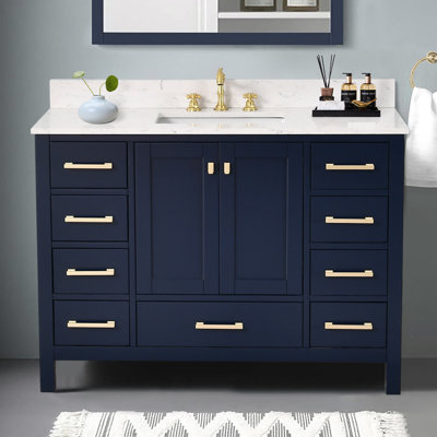 Render 48'' Single Bathroom Vanity With Engineered Stone Top