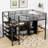Metal Loft Bed With Table Set And Wardrobe, Full