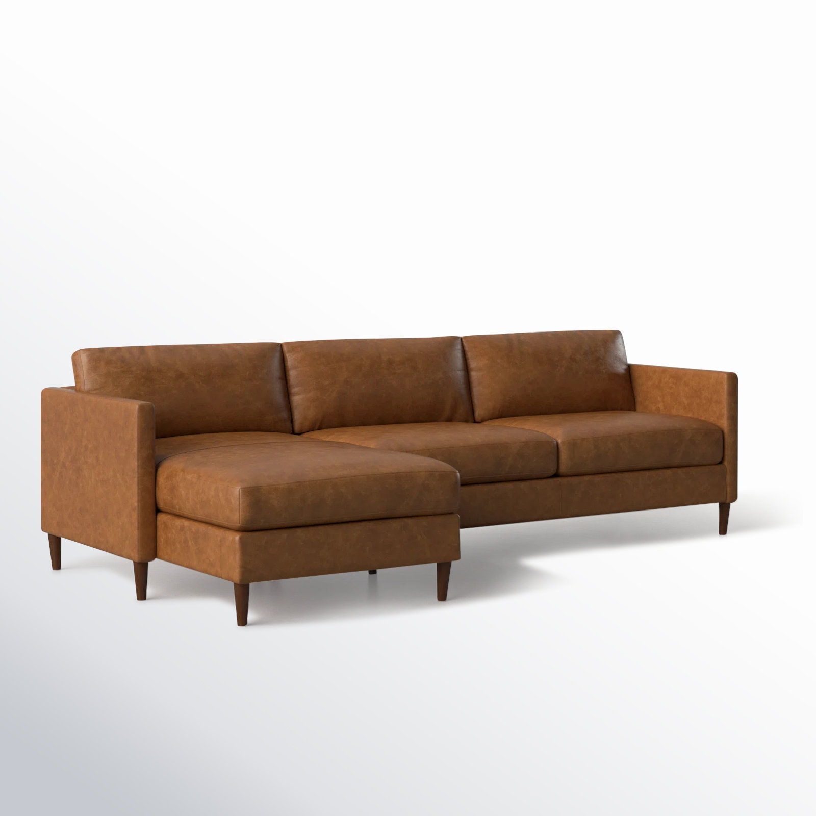 Clifford 2-Piece Genuine Leather Sectional with Sinuous Springs, Bistro Saddle Genuine Leather, Left Hand Facing