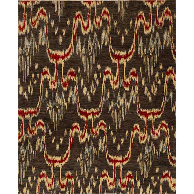 Tapis brun / rouge / jaune de haute qualité noué à la main