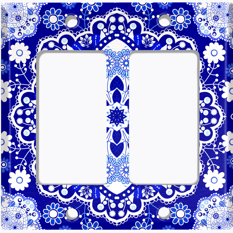 Plaque murale à interrupteur à bascule bleu Mandala