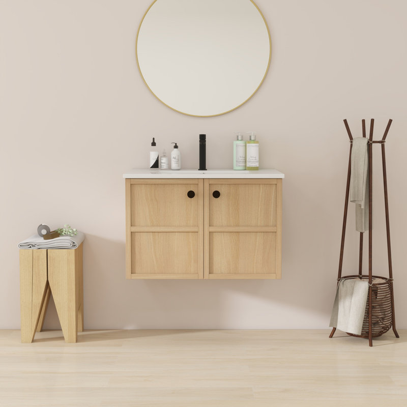 Meuble-lavabo mural avec lavabo en céramique, 30"