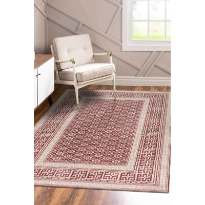 Burgundy Beige Floral Polyester Soft Touch Machine Woven Decorative Area Rug