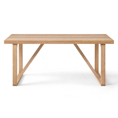 Table de salle à manger d'extérieur en bois d'acacia, table de patio robuste avec plateau à lattes, pour 4 à 6 personnes, capacité de charge de 136 kg, résistante aux intempéries