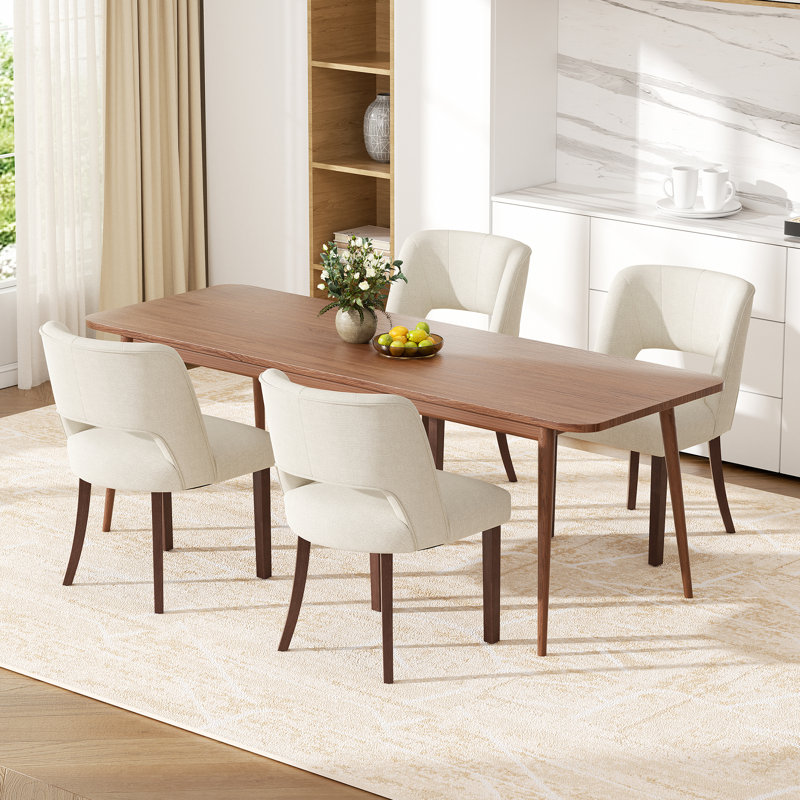 Chaise d'appoint rembourrée en bois massif, Beige