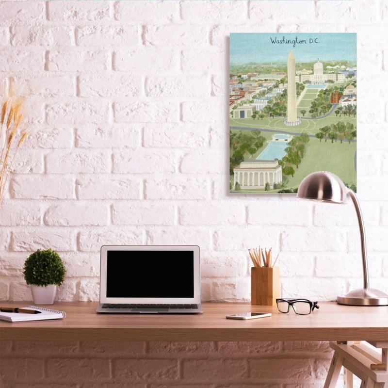 «Architecture and Repères of Washington DC Illustration» par Carla Daly - impression d'art graphique, Toile tendue
