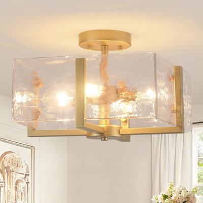 Plafonnier semi-encastré, luminaire de vestibule 4 lumières avec abat-jour en verre ensemencé, plafonnier de cuisine moderne pour le couloir, entrée, salle de bain, chambre à coucher