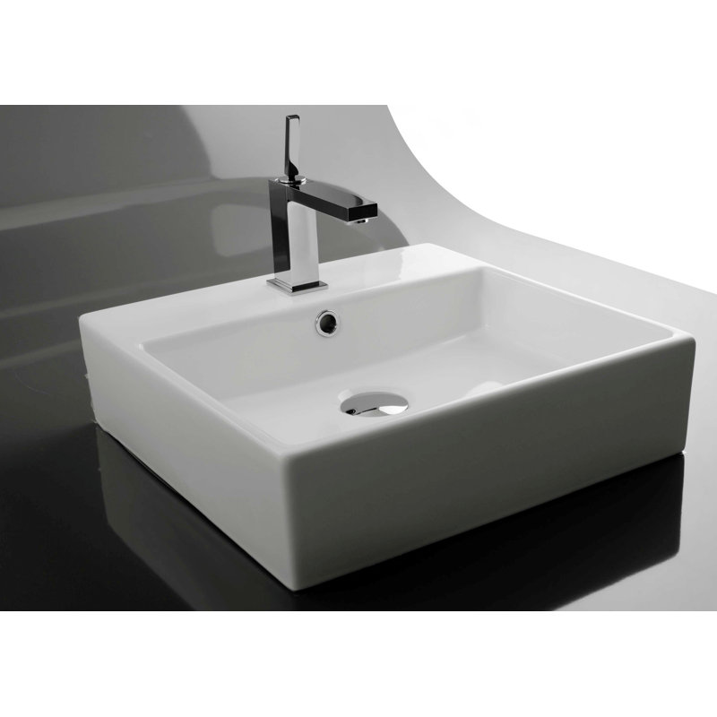 Unlimited 18.3'' L Bathroom Sink, Single Hole, Glossy White