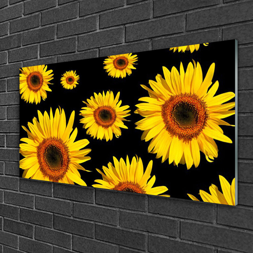 Glasbild Floral Sonnenblumen