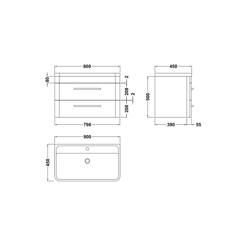 Solar 800mm Single Bathroom Vanity with Integrated Vitreous China Basin, Fern Green