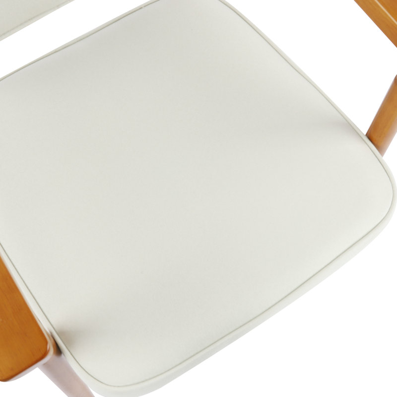 Chaise de salle à manger avec accoudoirs en simili cuir et tissu Hisaw, Beige, 2