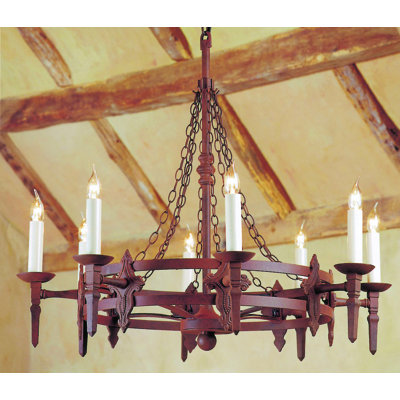 Grandfield 8 - Light Waggon Wheel Chandelier