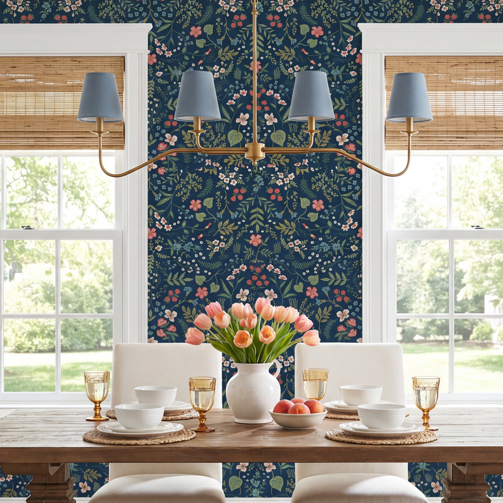 Rifle Paper Co. Wildwood Wallpaper Double Roll, Navy