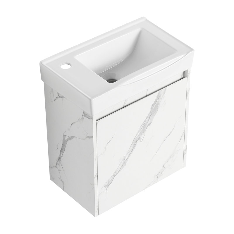 Meuble-lavabo de salle de bain - Lavabo en céramique et armoire de rangement élégante