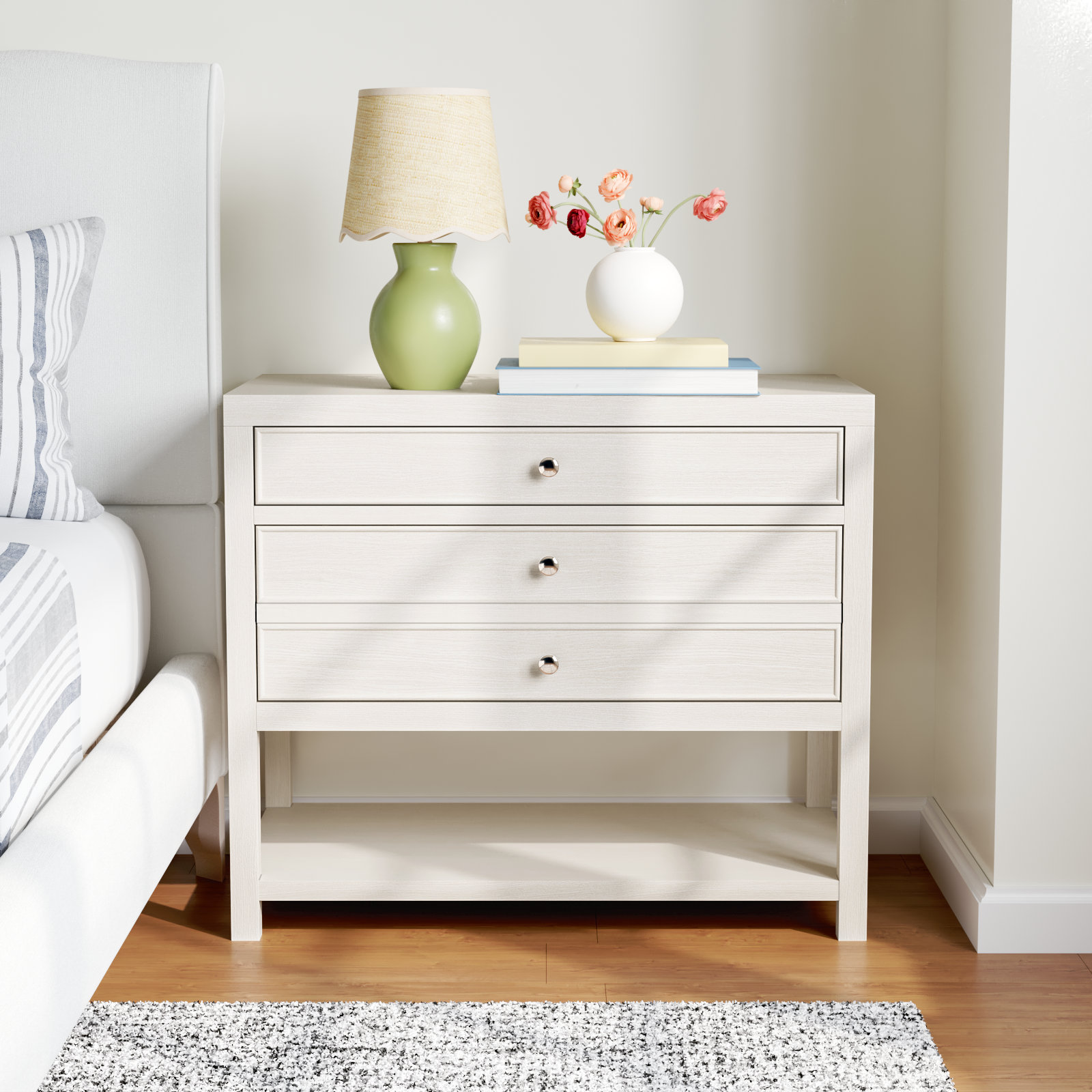 Rosalie 2 - Drawer Nightstand, White Sand