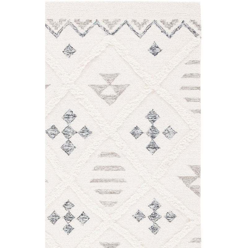 Tapis géométrique en laine / coton touffeté à la main Azaruddin, Rectangle 8 pi x 10 pi