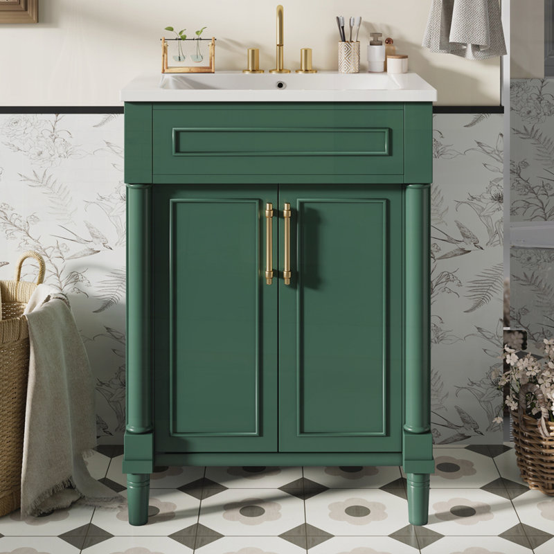Meuble-lavabo 24 po avec lavabo en céramique, Vert