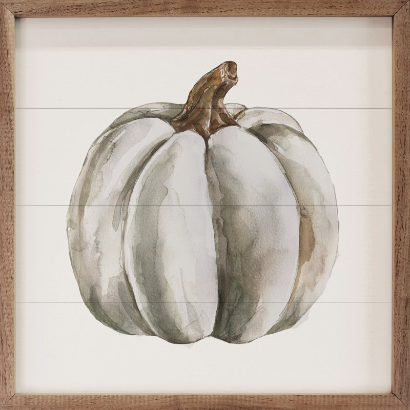 Citrouille blanche aquarelle, H 4 po x l 4 po