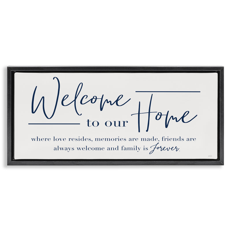 Friends Welcome & Family Forever, Cadre flottant noir de jais, H 11 po x l 25 po