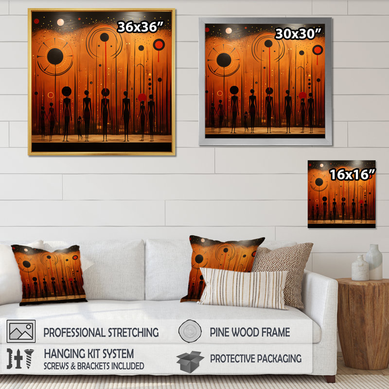 Tribus d'Afrique, Traditions anciennes I sur toile, H 30 po x l 30 po x P 1 po, Cadre flottant blanc