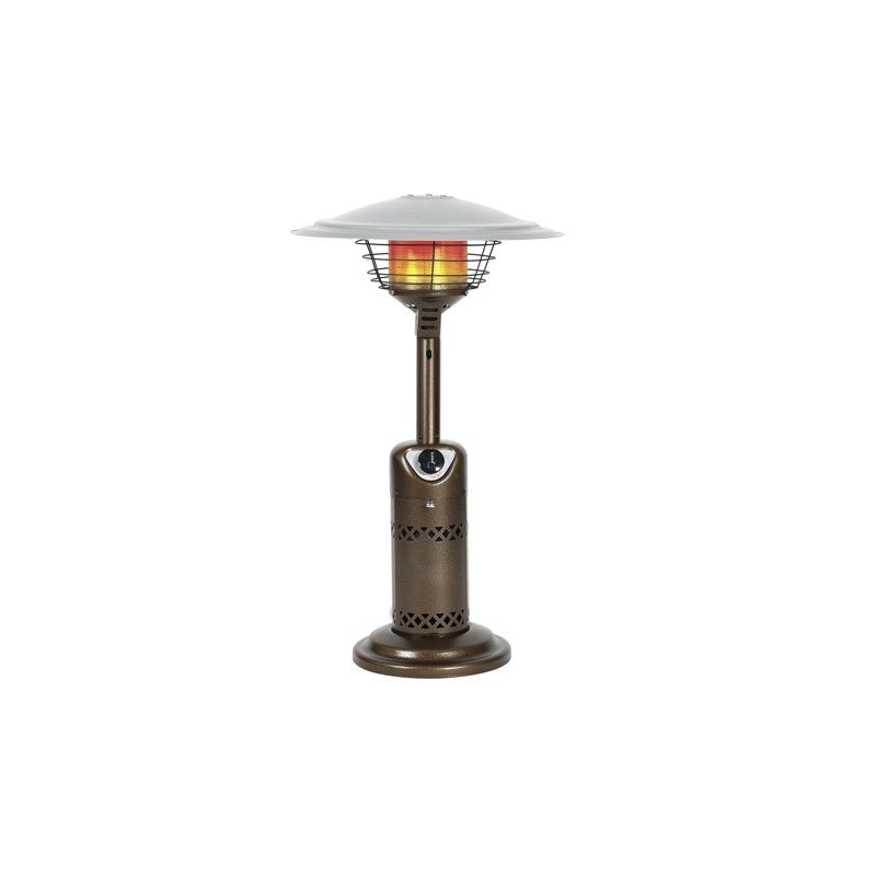 Bronze and Silver Tabletop Propane Patio Heater with Emergency Shut Off