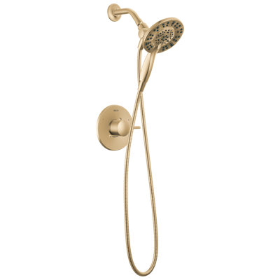 Delta Albion 14 Series Brushed Gold Shower Faucet Set with In2ition 2-in-1 Dual Shower Head with HandHeld Spray Combo, Valve Trim Kit, Champagne Bronze (Valve Not Included)