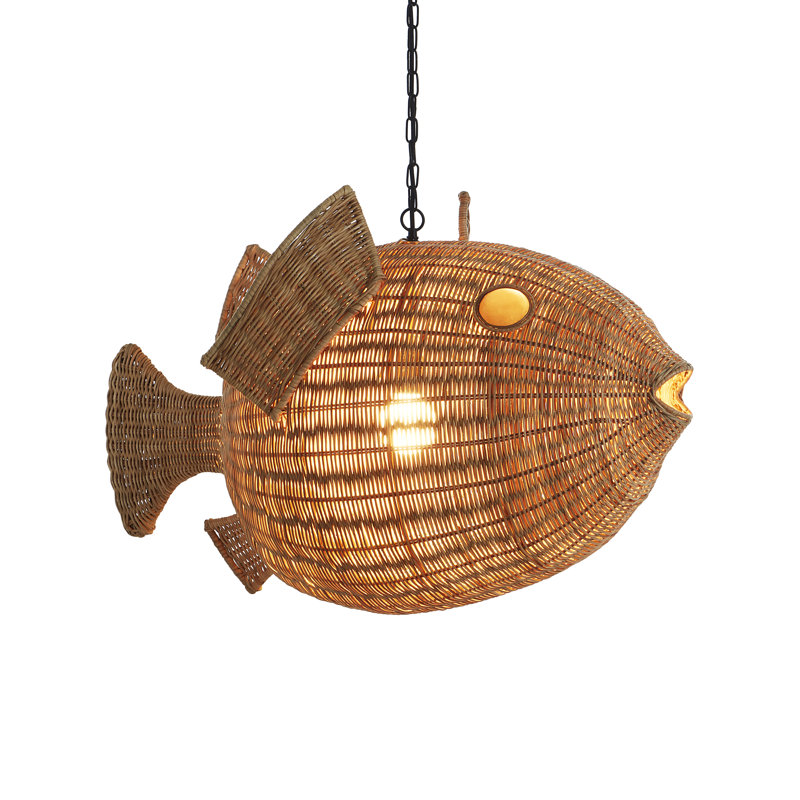 Luminaire suspendu fantaisie 1 lumière Wicker, H 79,38 po x l 35 po x P 16 po