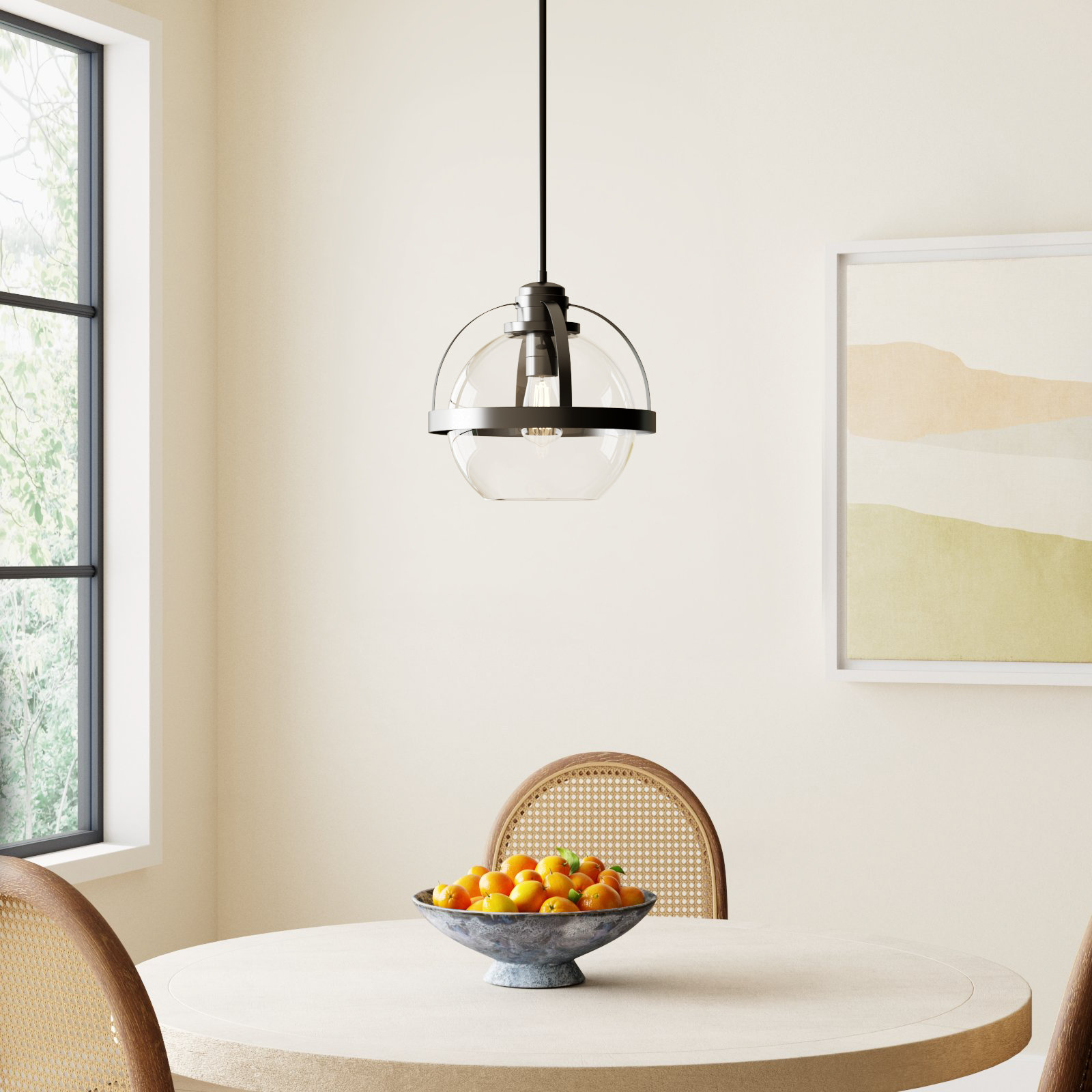 Single Light Glass Dimmable Pendant, Matte Black