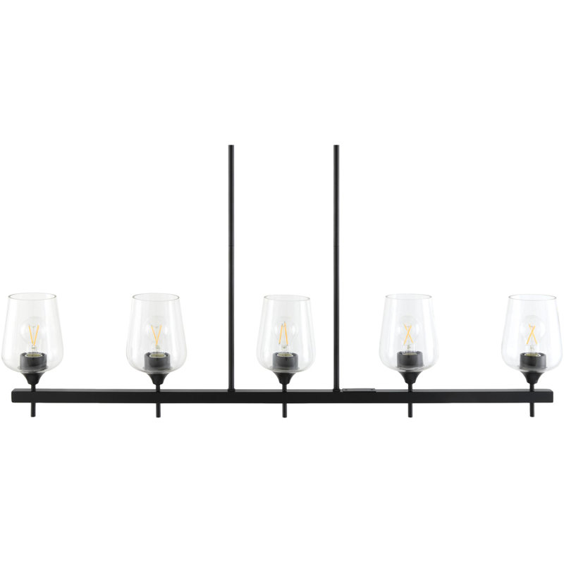 Roberdeau Chandelier, Clear, Matte Black