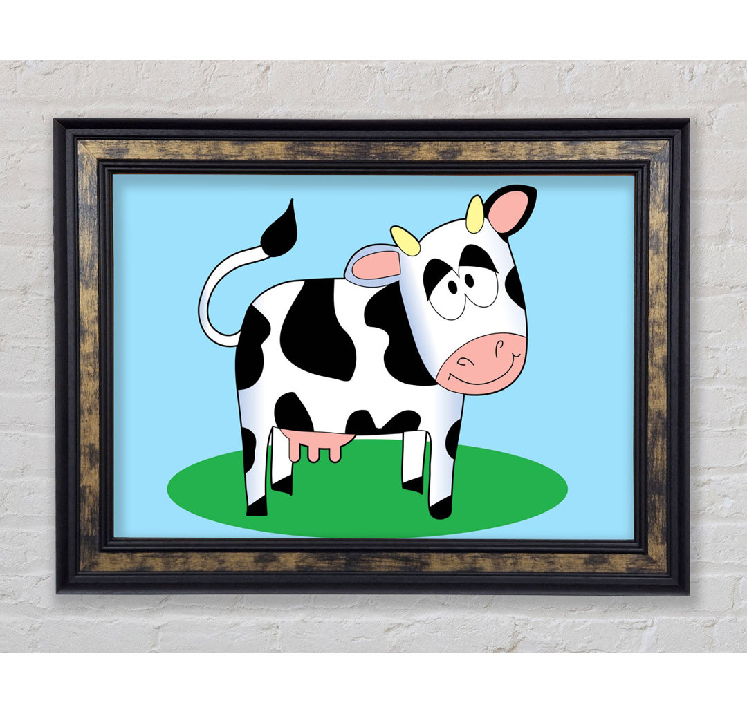 Happy Cow Baby Blue - Einzelner Bilderrahmen Kunstdrucke