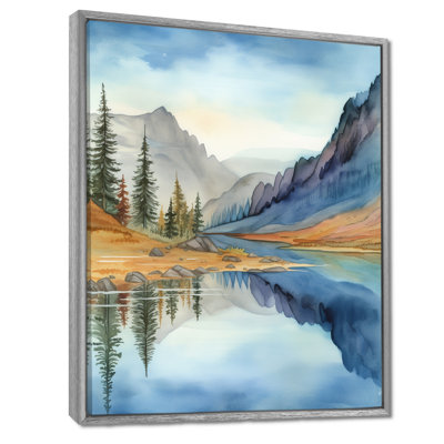 «Calming Mountain Riverside I - Mountains», art mural encadré