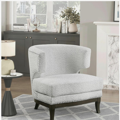 Chaise d'appoint moderne et contemporaine 30,5 po Garcon avec revêtement en tissu Boucle