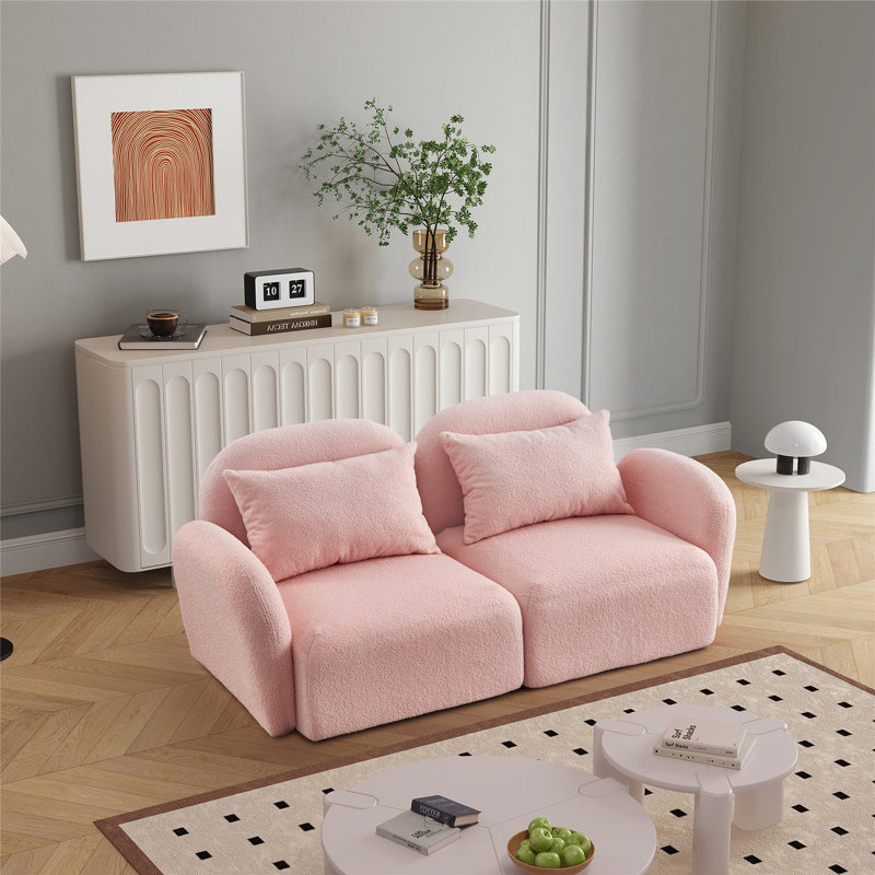 Canapé paresseux simple avec coussin de dossier, Ourson rose, H 28,3 po x l 66,9 po x P 34,2 po
