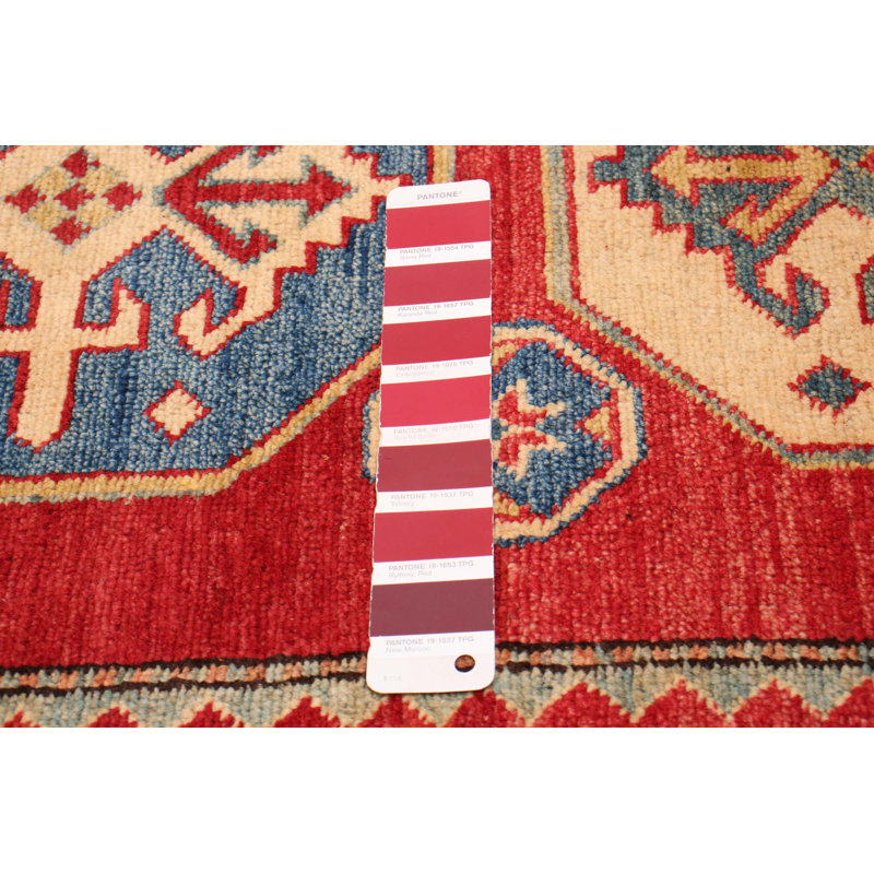 Tapis de couloir unique en laine noué à la main nouvel âge 2 pi 9 po x 10 pi 7 po Ahmiyah - rouge / beige / bleu