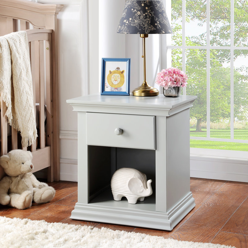 Table de chevet en bois massif Nazirah, Gris
