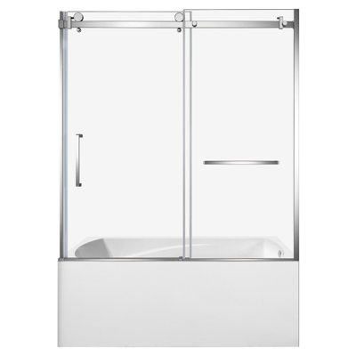 Kingston Brass 60-Inch Acrylic Rectangular 3-Wall Alcove Tub With Tub Door, Hand Drain