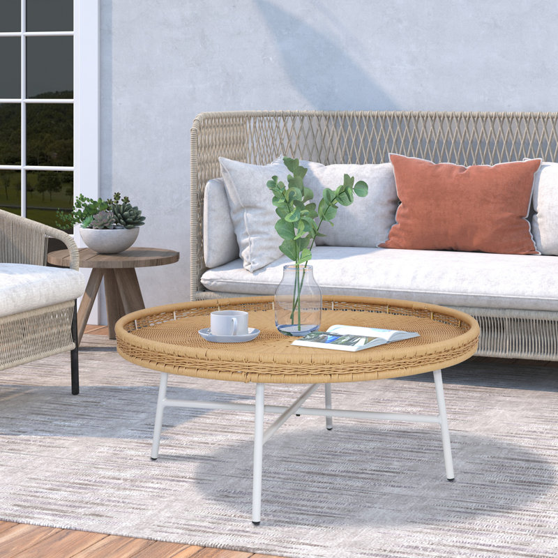 Lasell Round Outdoor Coffee Table, Natural, 30" Diameter