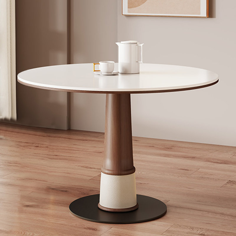 Table de salle à manger blanche, H 29,53 po x L 43,31 po x l 43,31 po, Blanc, Blanc / Brun