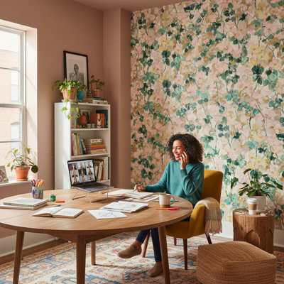 Papier peint floral, abstrait mural et pastel