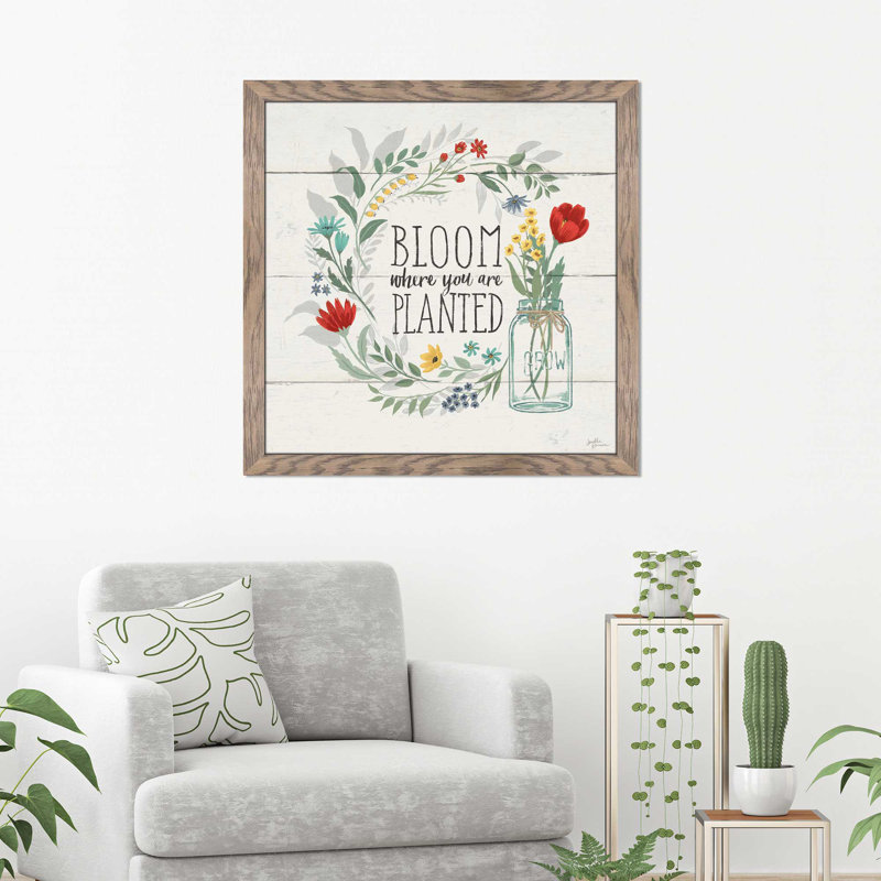 " Blooming Thoughts III ", 21.5" H x 21.5" W x 0.75" D, Taupe Distressed Framed