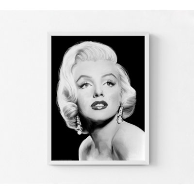 Black And White Classic Hollywood Marilyn Monroe Celebrity Picture Print, Hollywood Themed Bar Wall Art Poster Print Idea24x32"