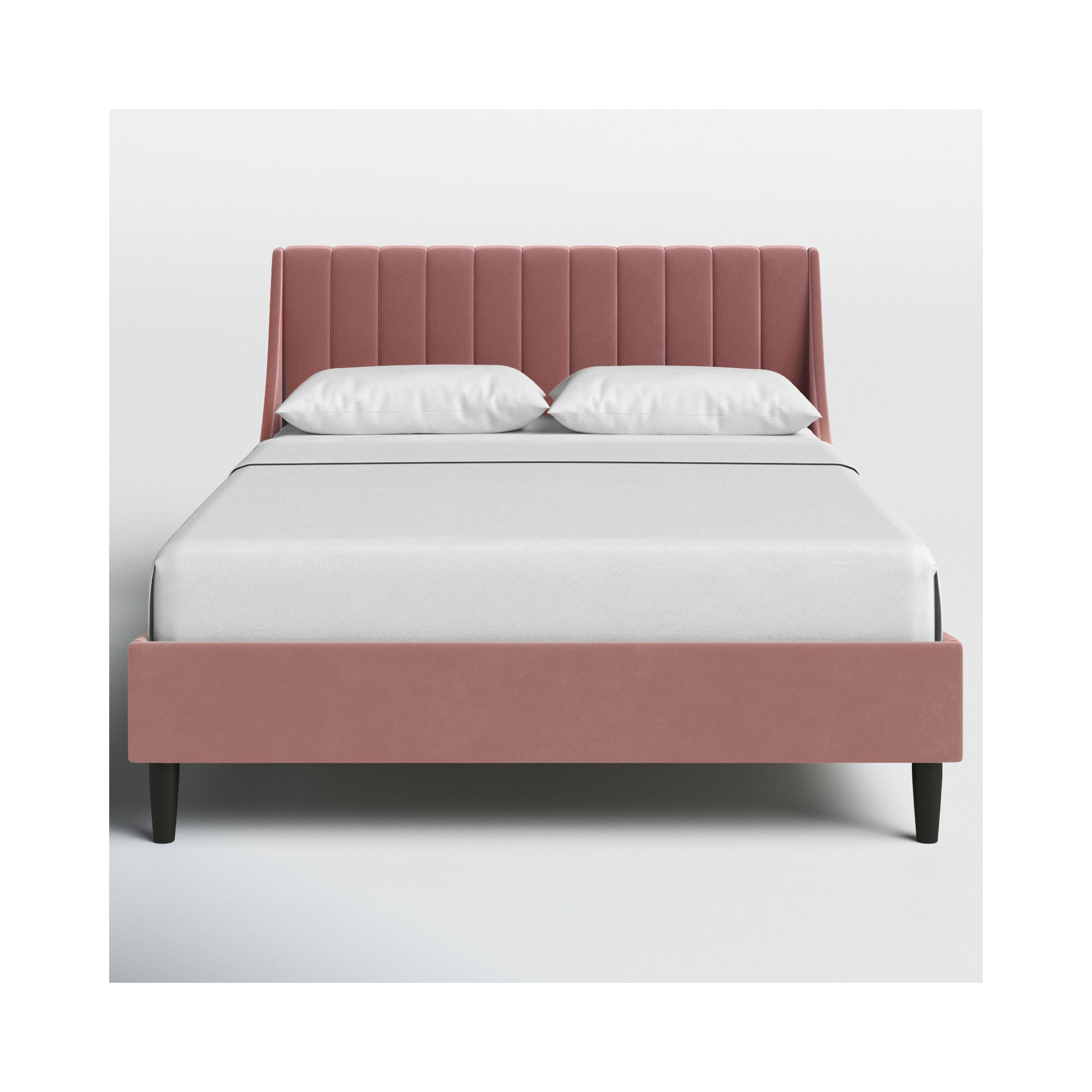 Helaina Upholstered Wingback Bed, Ash Rose Velvet, Queen
